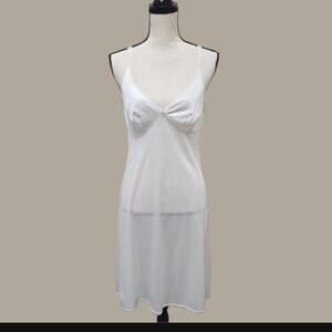 Vassarette Vintage Silky Nylon  White Slip Dress Made In USA